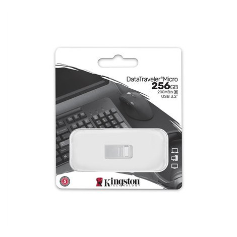 Kingston | USB 3.2 Flash Drive | DataTraveler micro | 256 GB | USB 3.2 | Silver - 3